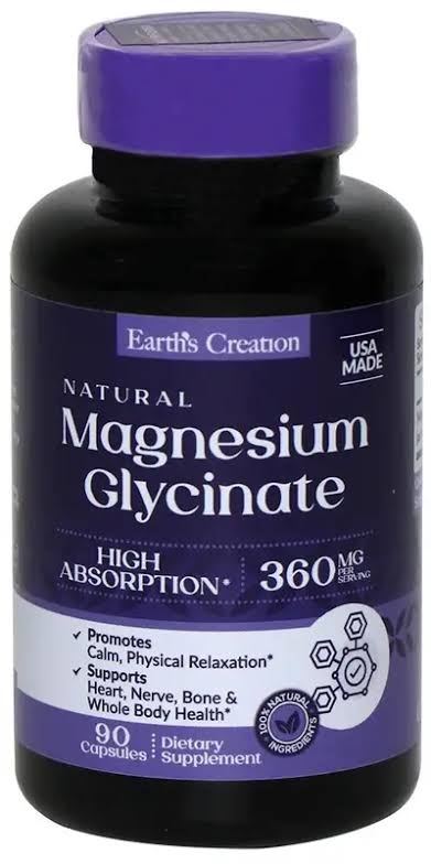 Earth's creation magnesium glycinate 360mg 90's